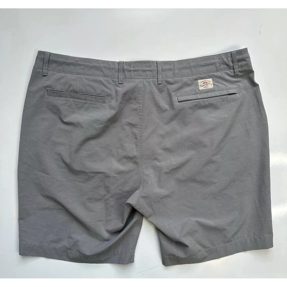 Faherty All Day Flat Front Shorts Mens Size 40 Gray Casual Drawstring **FLAW**